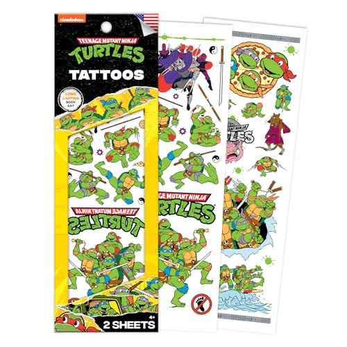 Savvi - 17 Teenage Mutant Ninja Turtles Temporary Tattoos: Skin-Safe Ink, Great for Parties and Everyday Wear, Gifts for Teens and Adults, Made in the USA [2 sheets, 17 count]
