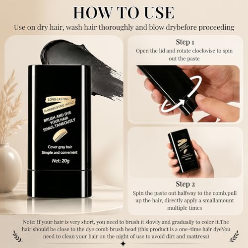 2-in-1 Hair Dye Comb Stick - Grey Coverage & Root Touch Up