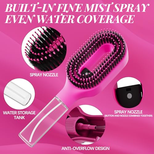 2-in-1 Hair Brush with Water Spray Detangler for Curly Hair