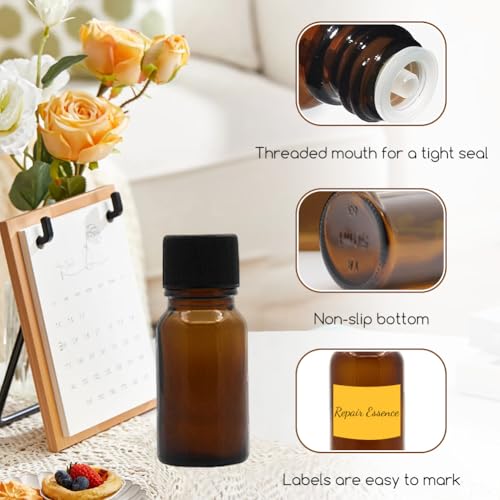 6Pcs Amber Glass Essential Oil Bottles 20ml Leakproof
