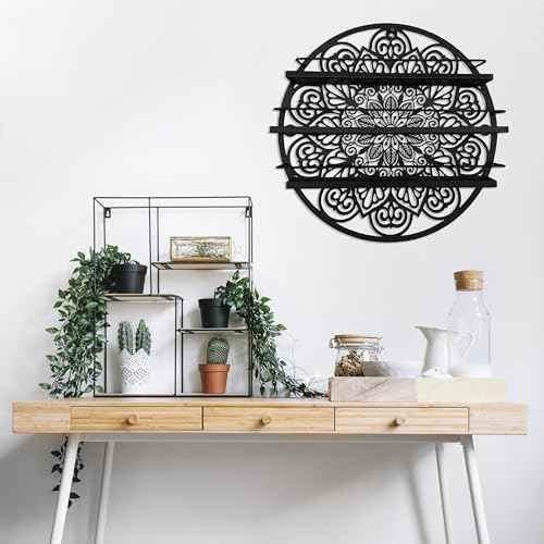 Mandala Shape Shelves - Essential Oil & Nail Polish Organizer - Wall Mounted Round Rack - Display Holder - Spice Rack - Black or Gold