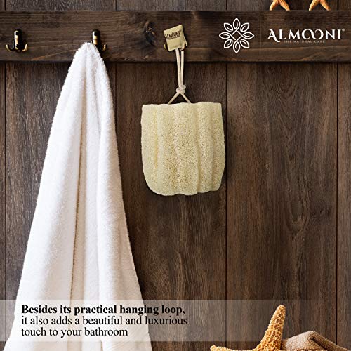ALMOONI Natural Egyptian Loofah Sponge, 3-Pack Large Body Scrubber