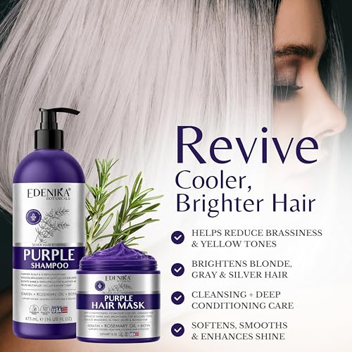 EDENIKA BOTANICALS Purple Shampoo & Hair Mask Set for Blonde & Silver Hair