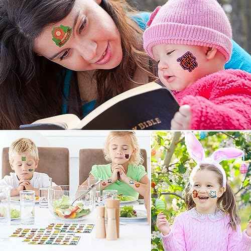 Landhoow 240 Pcs Jesus Loves You Tattoos Temporary for Kids Glitter Face Tattoos Cool Body Sticker Costume Accessory for Adults Boys Girls Party Favor