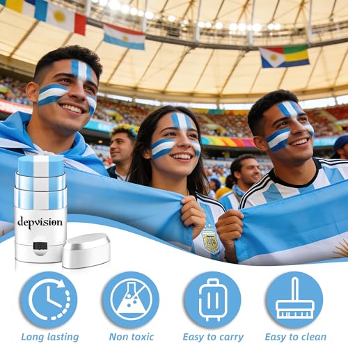3-Pack Face Paint Sticks for Sports Fans - Washable & Hypoallergenic