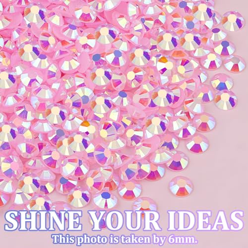 TINKRSTUFF Resin Jelly Rhinestones with Glue – Light Pink AB Flatbacks 2 Box Kit (1 Small Pack + 3x10ml Glue) for DIY Tumblers, Nails, Clothing