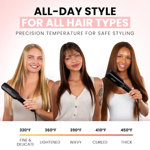 Ella Bella Titanium Flat Iron Hair Straightener 1.8 Inch Plate Infrared Black
