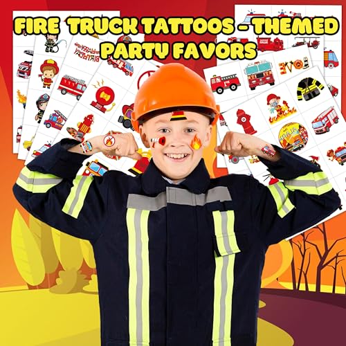 96-Piece Fire Truck Temporary Tattoos for Kids