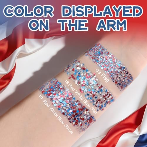 Patriotic Glitter Stick - Red White Blue Face Body Makeup