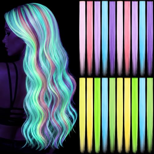 Glow in the Dark Hair Extensions 20 Inch Clip-in