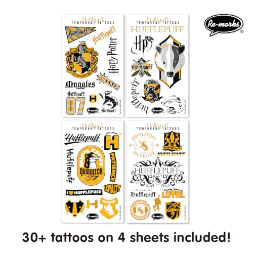 Harry Potter Hufflepuff Temporary Tattoos & Stickers Set