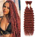 Reddish Brown Human Braiding Hair 14 Inch Deep Wave Extensions - Boho Style