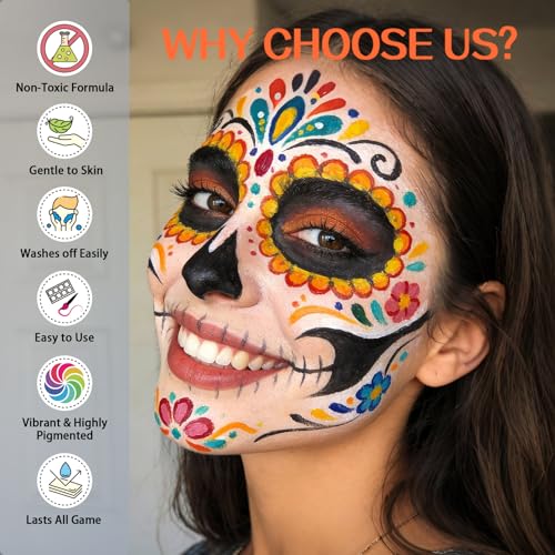 Face Paint Kit 18 Colors with 10 Brushes - Washable