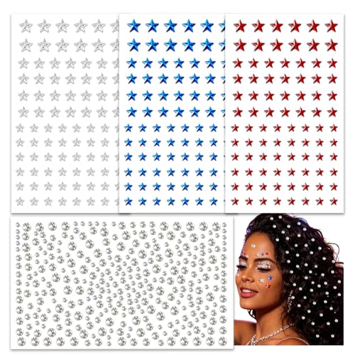 Go Ho 4th of July Star Face Gems - Self-Adhesive Rhinestones