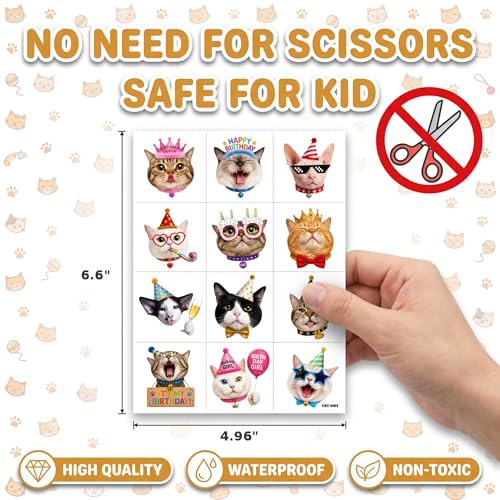 96 Cute Cat Temporary Tattoos for Kids