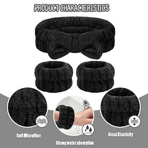CERETIA Spa Headband & Wristband Set - 7pc Microfiber