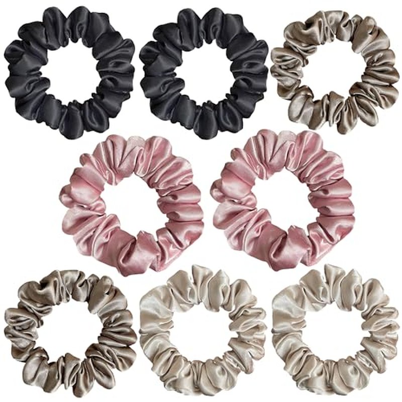 Mebloblo Satin Scrunchies for Women - 8 Pcs No Crease Hair Ties