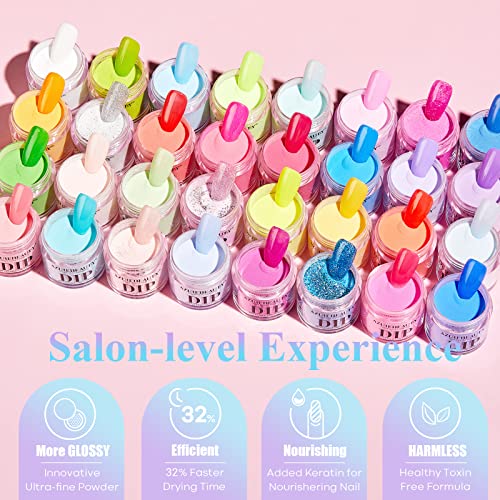 AZUREBEAUTY 42 Pcs Dip Powder Nail Starter Kit - Bright Pastel Neon Colors