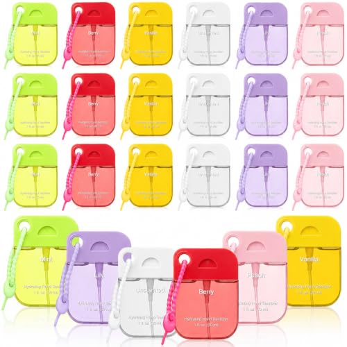 Frienda 24 Pack Hand Sanitizer Spray with Silicone Lanyard, 62% Alcohol, 30 ml