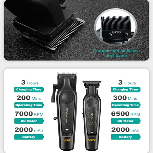 VGR 197&995 Professional Hair Clippers & Trimmer Set for Fade