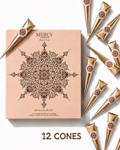Henna Cones by MERCY LONDON – 12 Pre-Mixed Natural Hair Color