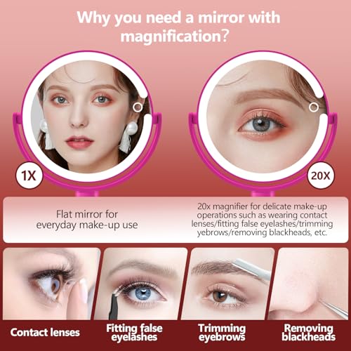 MIYADIVA 20X Magnifying Makeup Mirror with Lights - Dual Sided