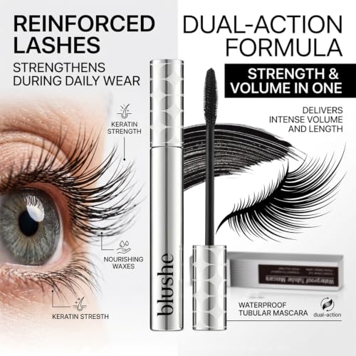 Blushe Waterproof Fiber Mascara with Metal Wand for Volume & Length