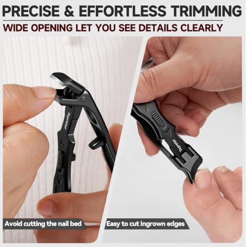 TEPRETER 3Pcs Angled & Slanted Nail Clippers for Thick Nails – Senior Thick-Nail Set (Classic)