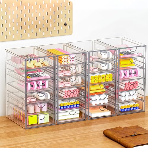 Acrylic Makeup Organizer with 19 Drawers - 4 Pack Storage