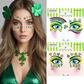 Totelux St Patricks Day face Stickers Shamrock Glitter Tattoos Green Clover Face Tattoos with Gems Eye Body Fake Temporary Tattoo for Adult kids Makeup St Patricks Day Decoration Parade Party Supplies