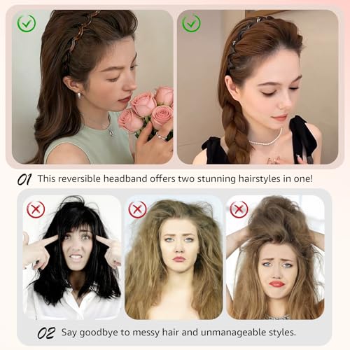 Zig Zag Hair Headbands for Women, Non-Slip 2-Pack Korean Style