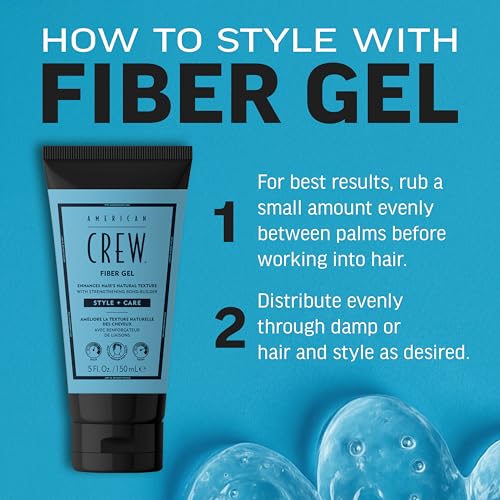 AMERICAN CREW Fiber Gel, Hybrid Styling Hair Gel For Men, Medium Hold With Natural Finish, 5 fl oz