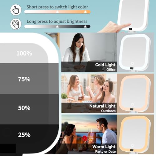 10X/1X Magnifying Makeup Mirror with Lights, Rechargeable