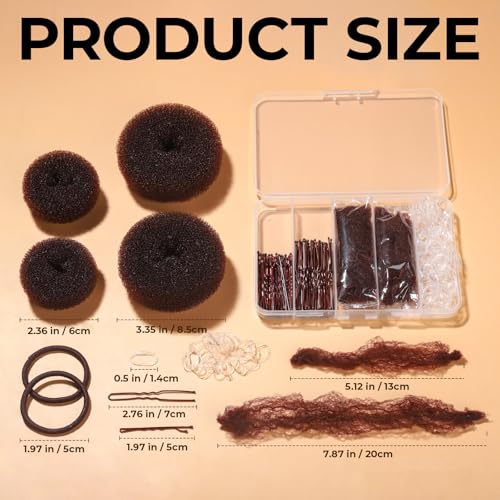 Hair Bun Maker Kit - 200 Piece Set with Donuts, Pins & Nets