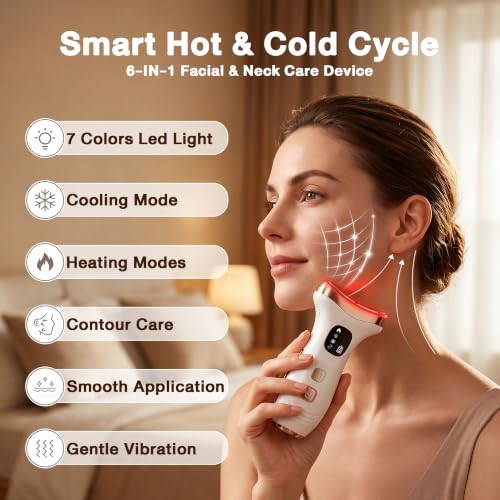 7-in-1 Facial Massager Gua Sha Wand with LED Light & Cold Heat