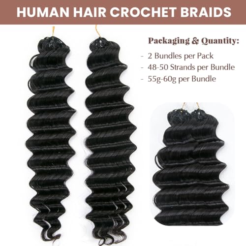 Deep Wave Crochet Hair 100% Human Hair 16" 100 Strands