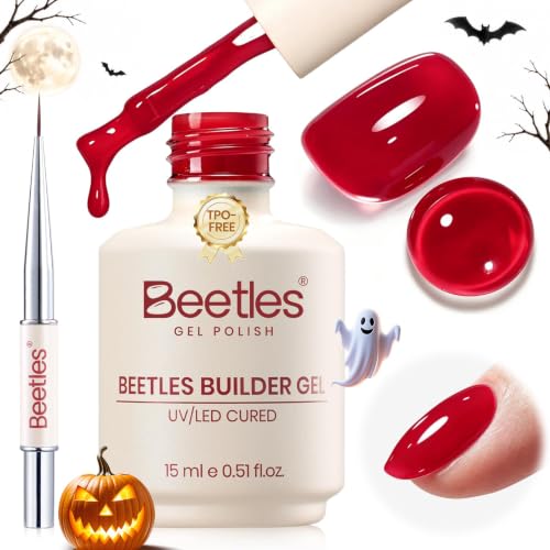 Beetles 8-in-1 Red Builder Gel Nail Kit with Brush - Crimson Allure 15ml