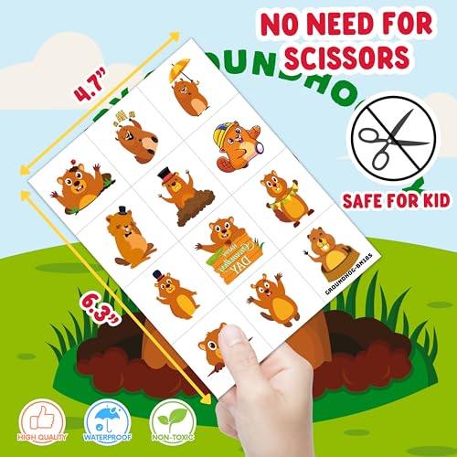 Groundhog Day Temporary Tattoos - 96PCS Party Favors