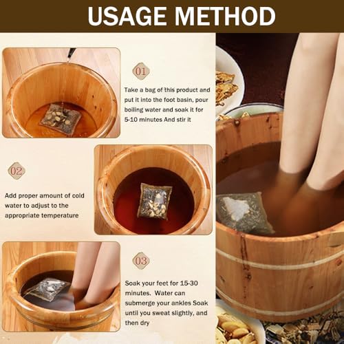Ouliget Herbal Pedicure Foot Soak Bags - Ginger & Mugwort Bath (15 Pack)