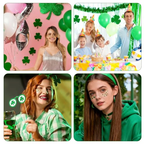 St. Patrick's Day Temporary Tattoos - 6Pc Glitter Shamrock Face Stickers