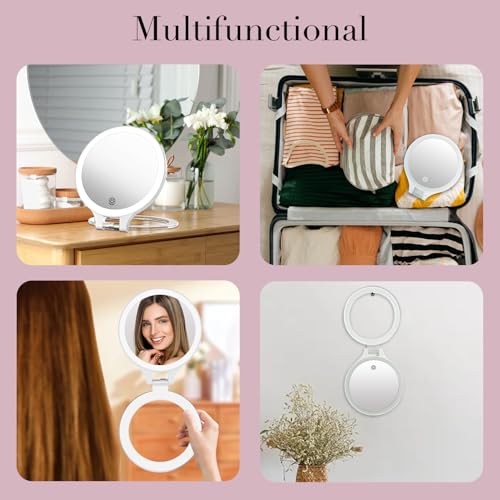 FASCINATE Travel 30X/1X Double-Sided Lighted Makeup Mirror - White 5.2''