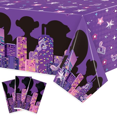 K-Pop Singer Tablecloths 3-Pack, 220x130cm Disposable Purple