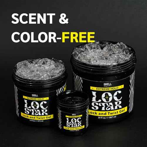 Loc Star Lock & Twist Gel | Extreme Hold for Locs, Twists, Braids & Edges | No Color, No Stain, No Flaking | Smooths Frizz | Clean, Fragrance-Free Formula | 30 fl oz