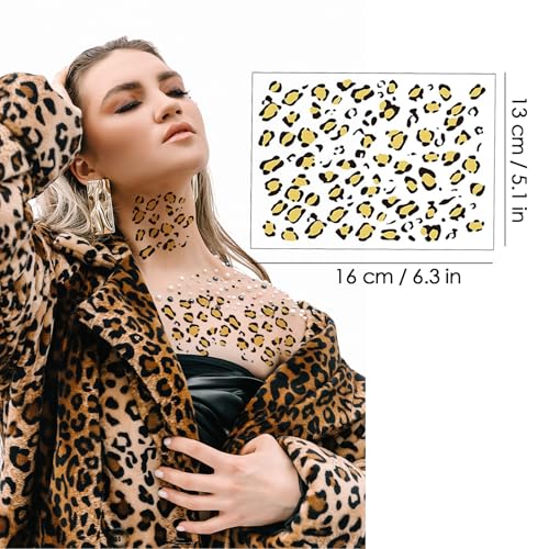 Leopard Cheetah Face Temporary Tattoos - 4 Sheet Set