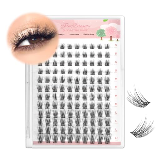DIY Lash Clusters, Individual Lashes Extensions Wispy Cluster Lashes 8-16mm Mix Lengths C Curl 0.07mm Thickness Eyelash Clusters Home Use False Eyelashes Apply Under Your Lashes