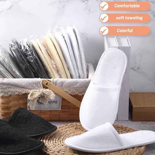 Geyoga 24 Pairs House Slipper for Guest Washable Reusable Soft Non Slip Disposable Slipper for Travel Hotel Spa Wedding Party Shoeless Home Coral Fleece