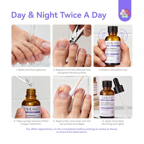 SAVILAND Extra Strength Toenail Fungus Treatment - 2 fl oz Nail Repair & Softener