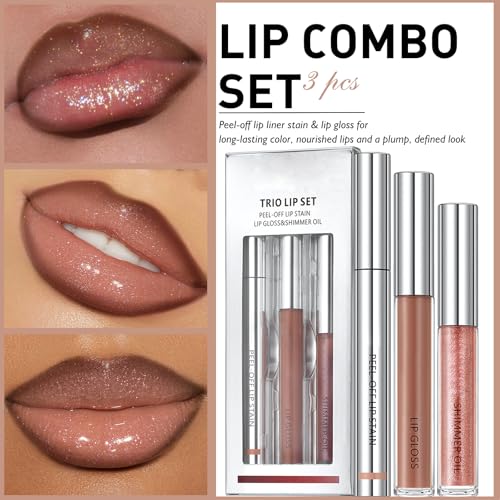 Lip Stain & Gloss Set - Waterproof Peel Off Lip Tint Kit
