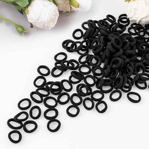 400 PCS Baby Hair Ties ? No Damage Elastic Ponytail Holders, Soft Seamless Multicolor Hair Bands for Toddlers and Girls, Baby Hair Accessories (Black)