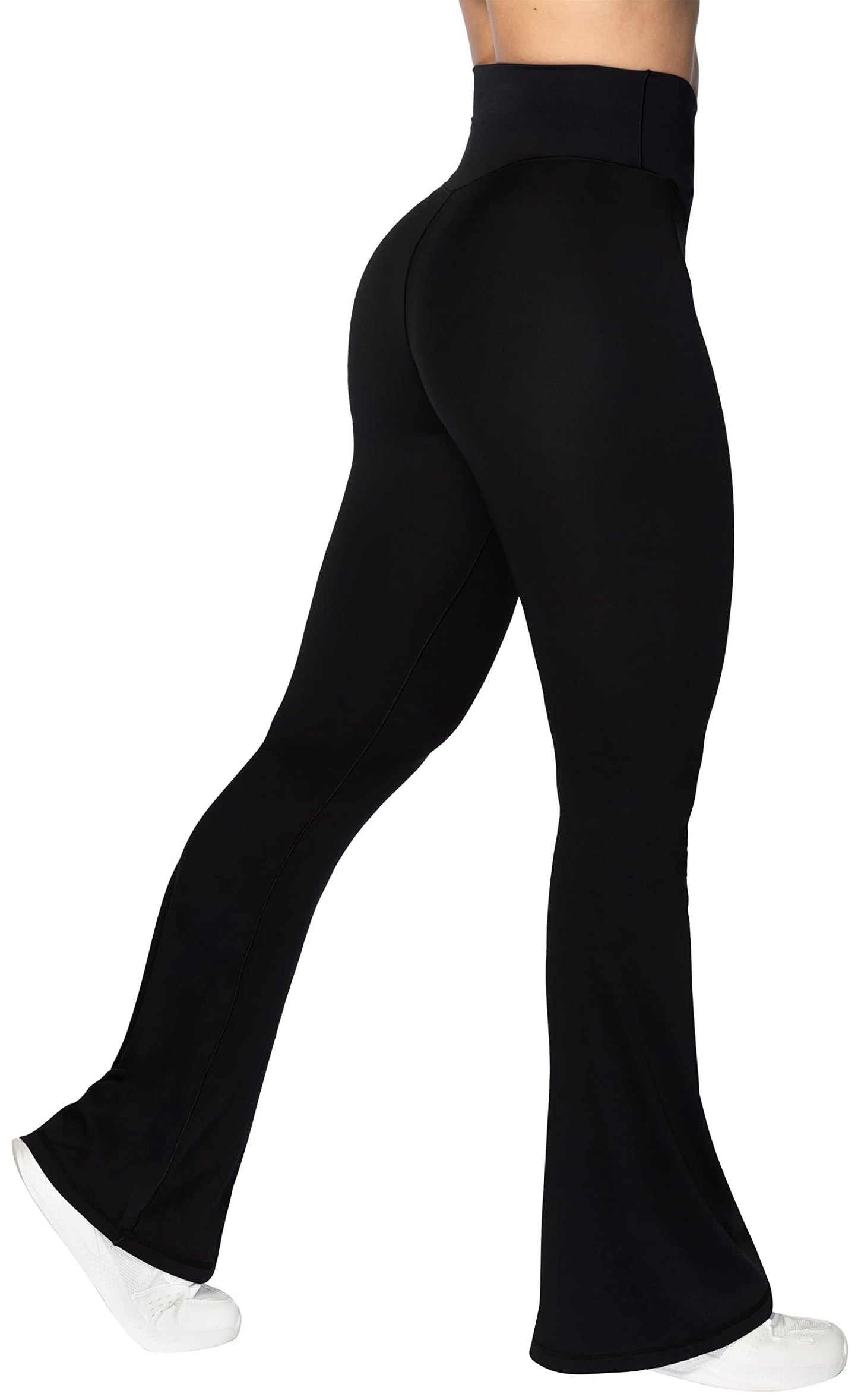 Sunzel Flare Leggings, Crossover Yoga Pants for Women with Tummy Control, High-Waisted and Wide Leg 34" Black X-Small